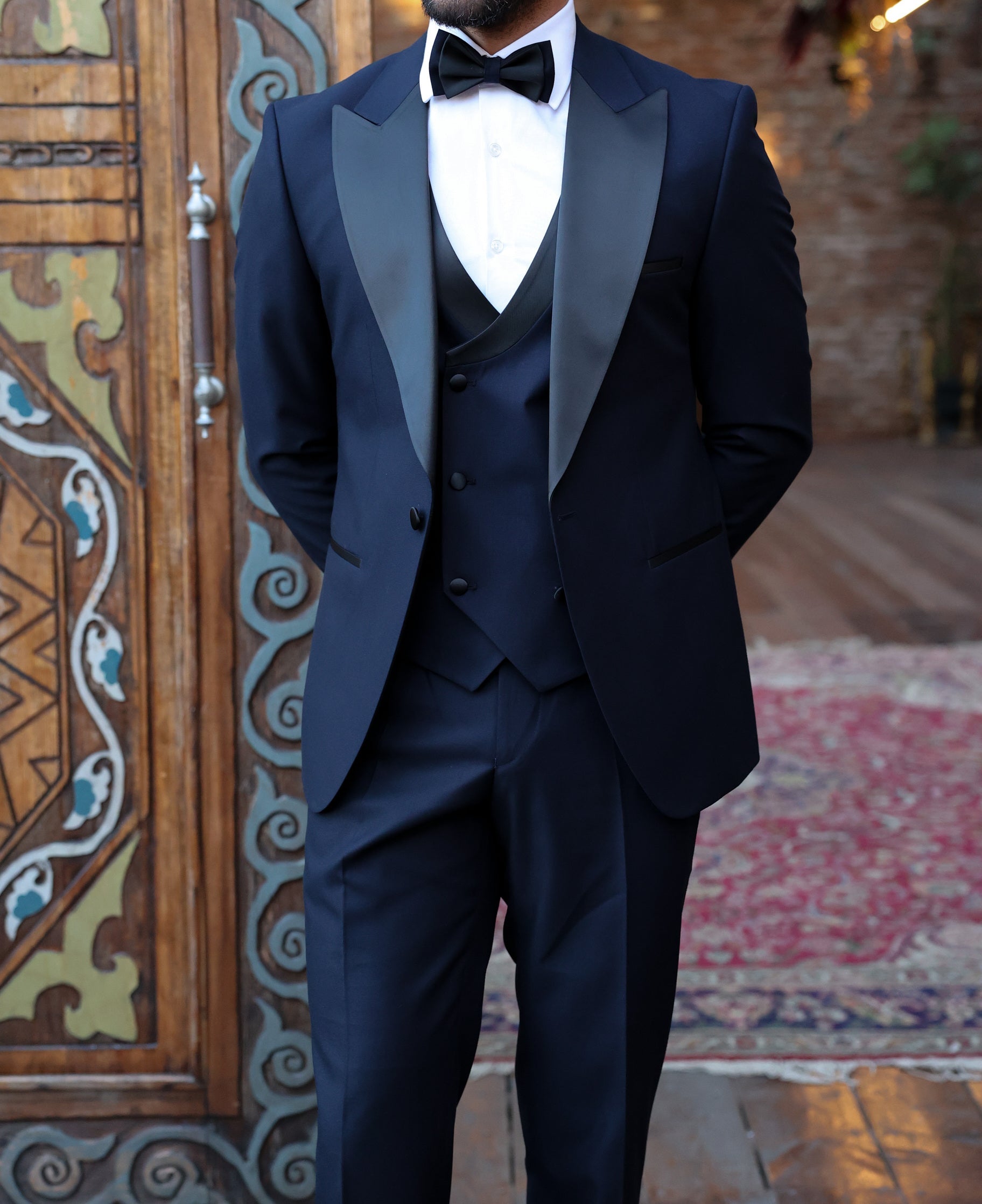 Navy Slim-Fit Tuxedo 3-Piece - BRABION