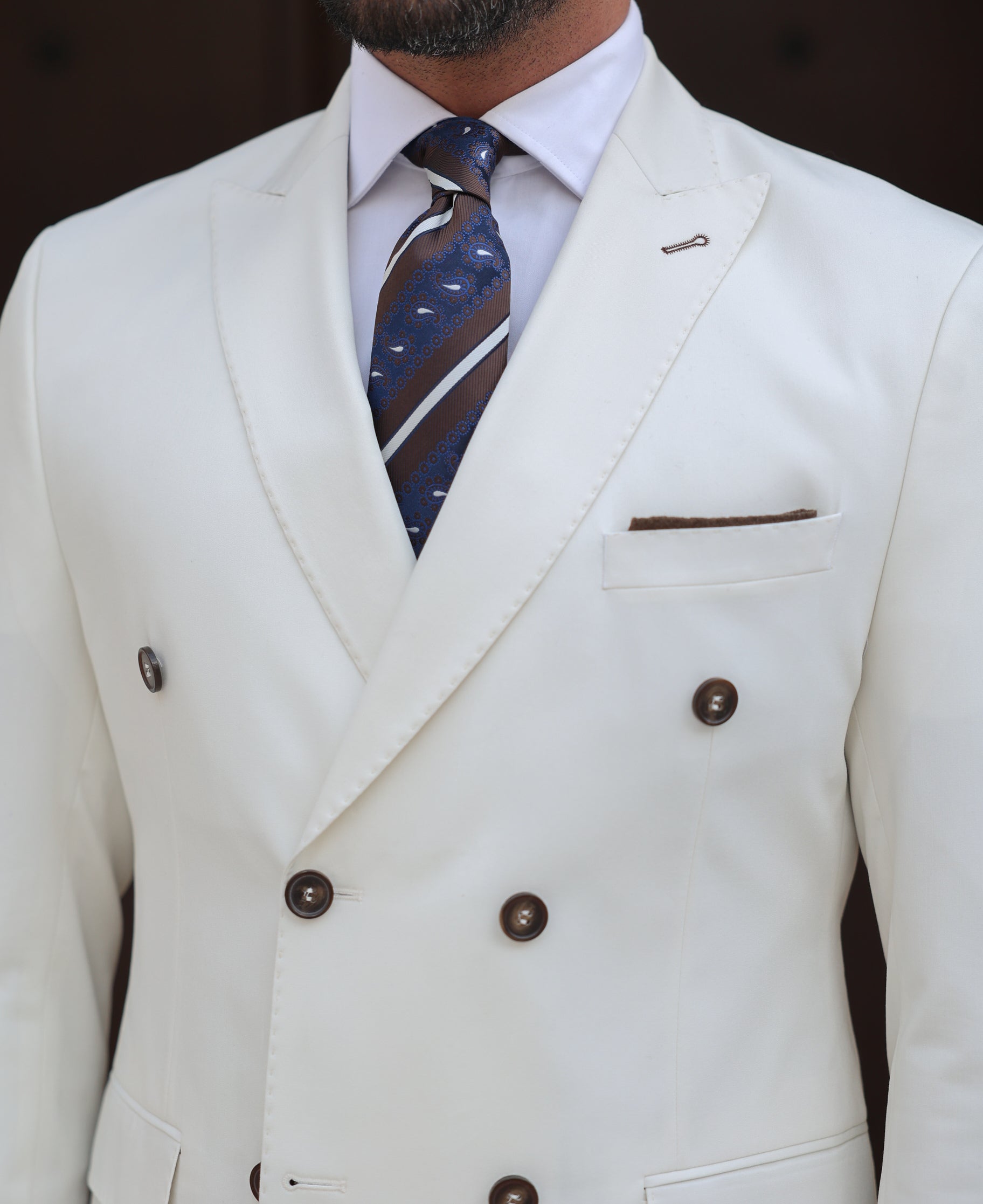 White Double Breasted Suit 2-Piece VIOSSI