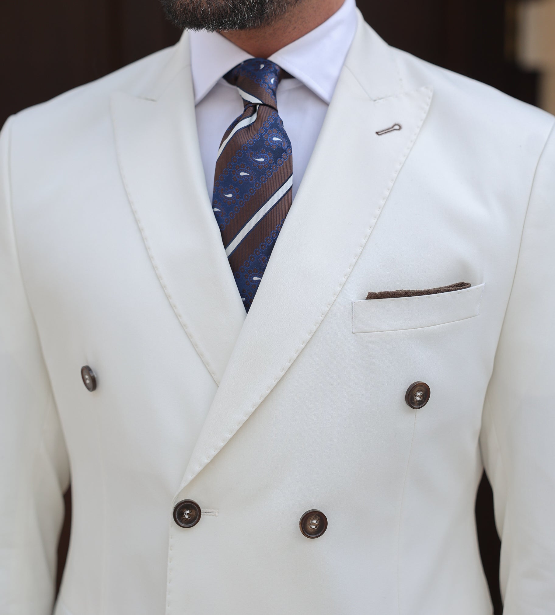 White Double Breasted Suit 2-Piece VIOSSI