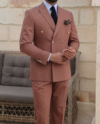 Brown Double Breasted Suit 2-Piece VIOSSI