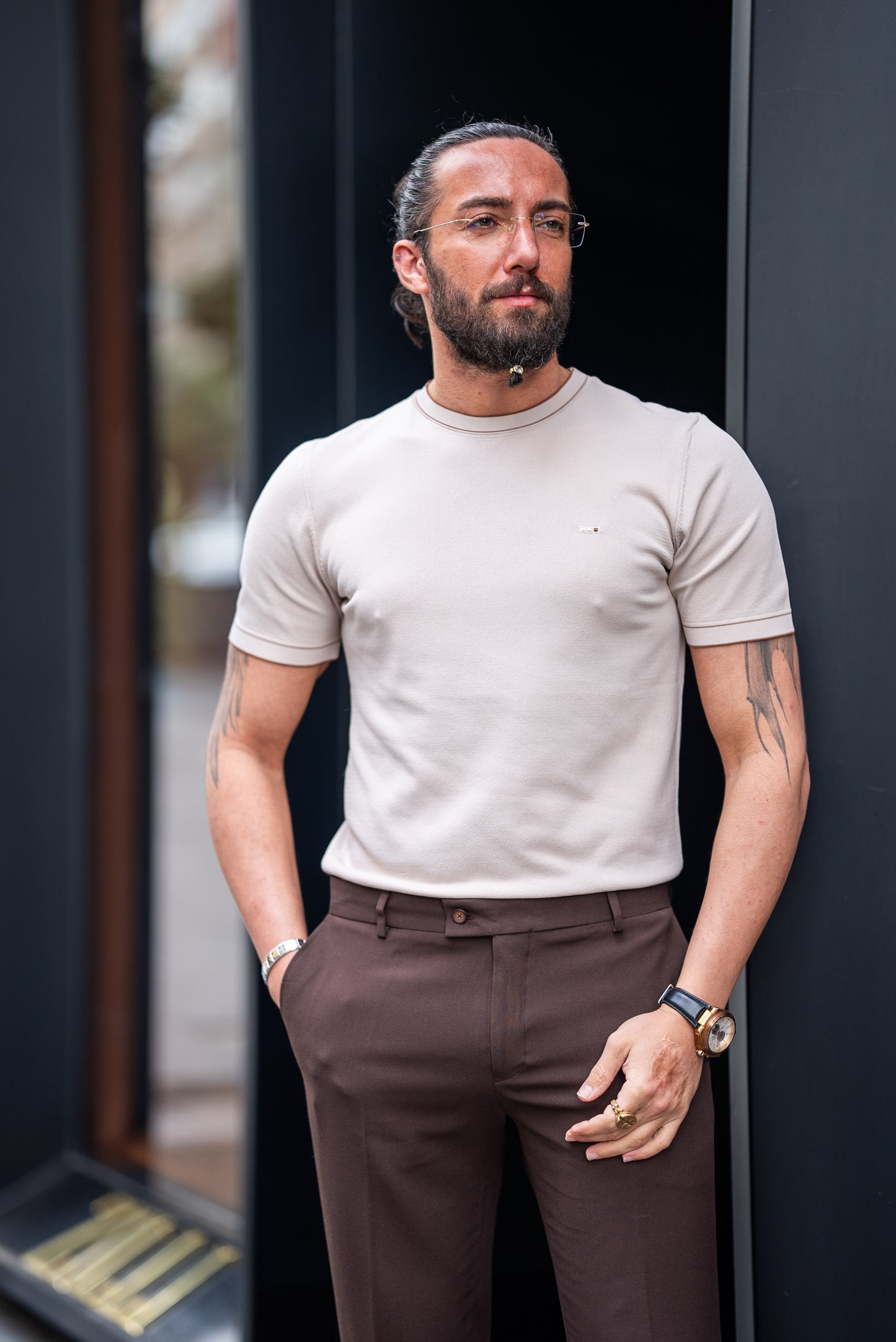 Brabion Crete Beige Slim Fit T-Shirt