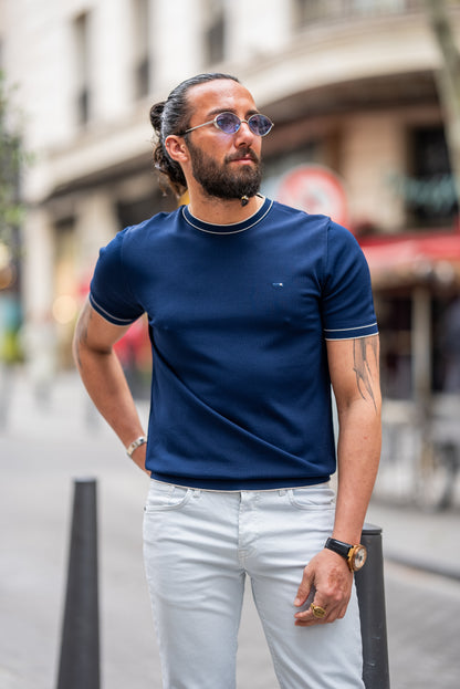 Brabion Crete Navy Blue Slim Fit T-Shirt