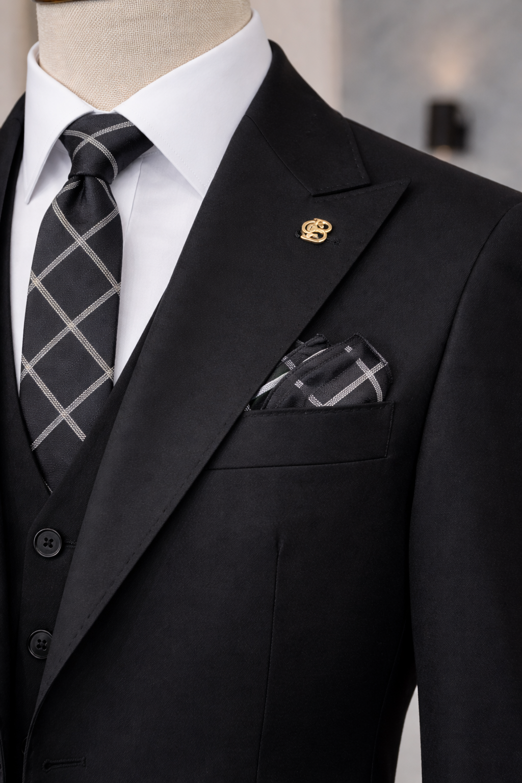 Black Slim-Fit Suit 3-Piece VIOSSI - CB