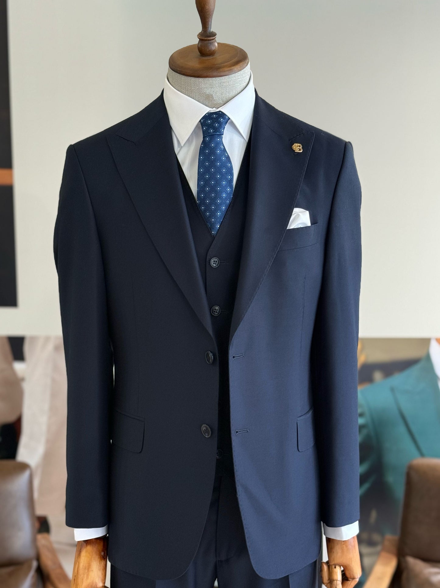 Navy Slim-Fit Suit 3-Piece VIOSSI - CB