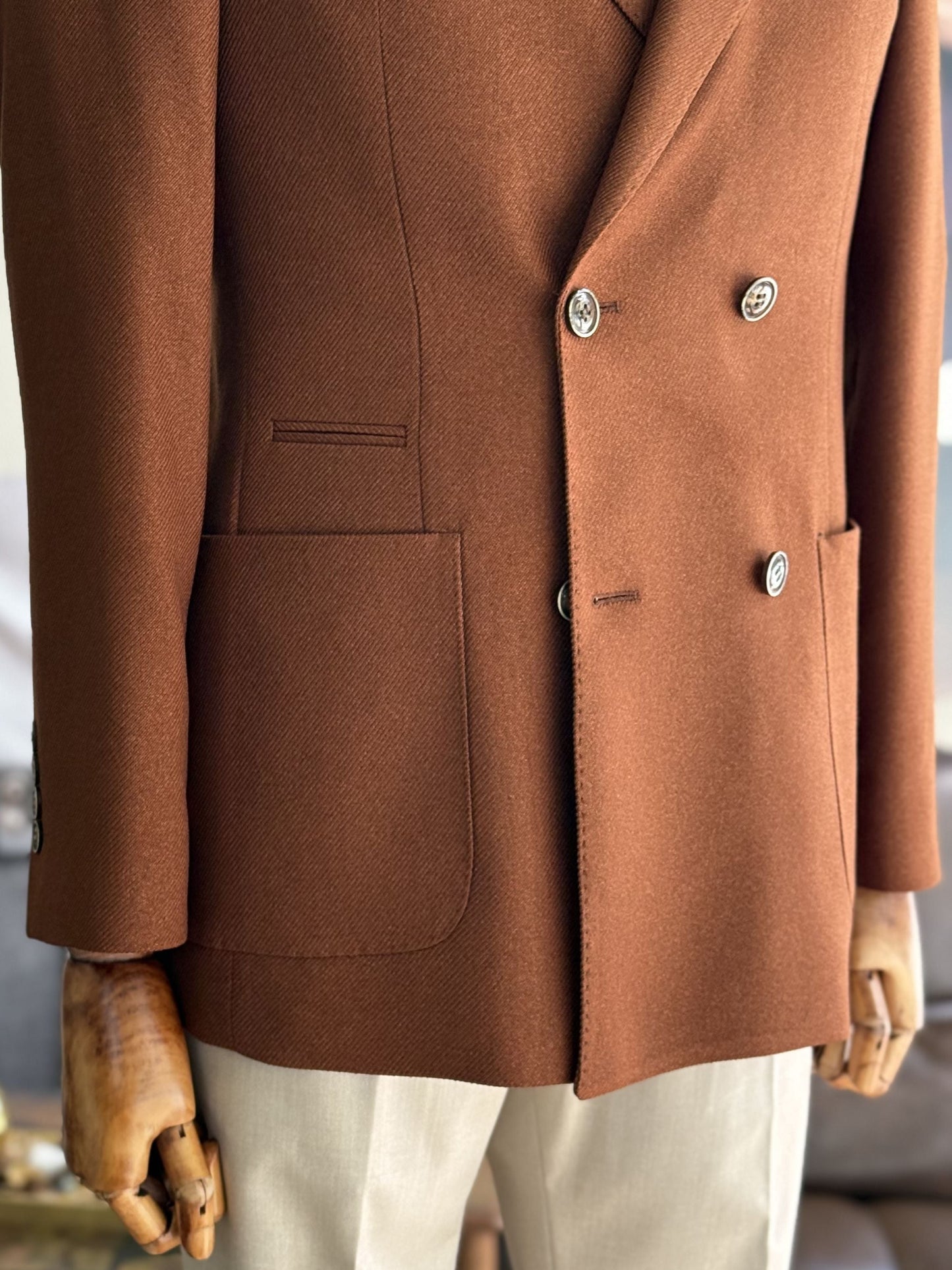 Brown Double Breasted Blazer - BRABION