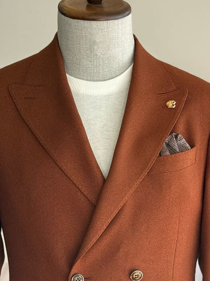 Brown Double Breasted Blazer - BRABION