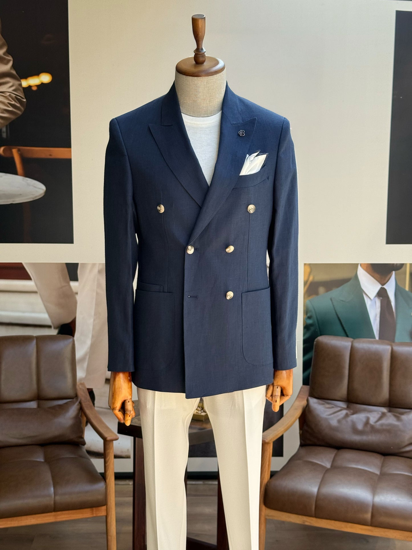 Navy Double Breasted Blazer VIOSSI - CB