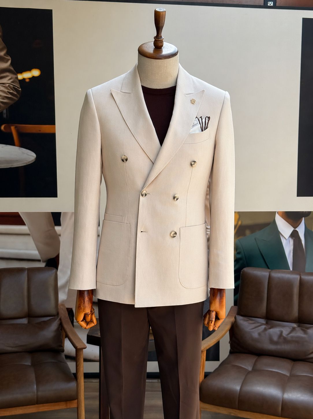 Beige Double Breasted Blazer VIOSSI - CB