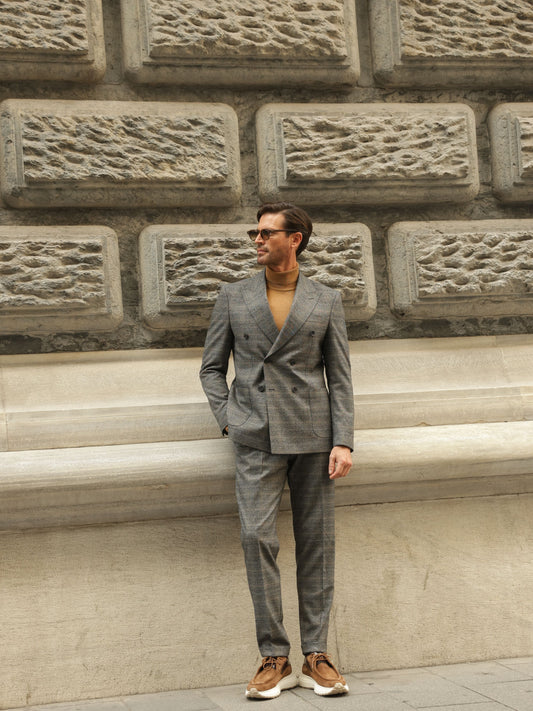 Grey Plaid Double Breasted Suit 2-Piece VIOSSI - CB