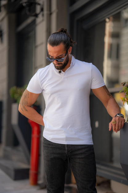 Brabion Alonso White Slim Fit Polo T-Shirt