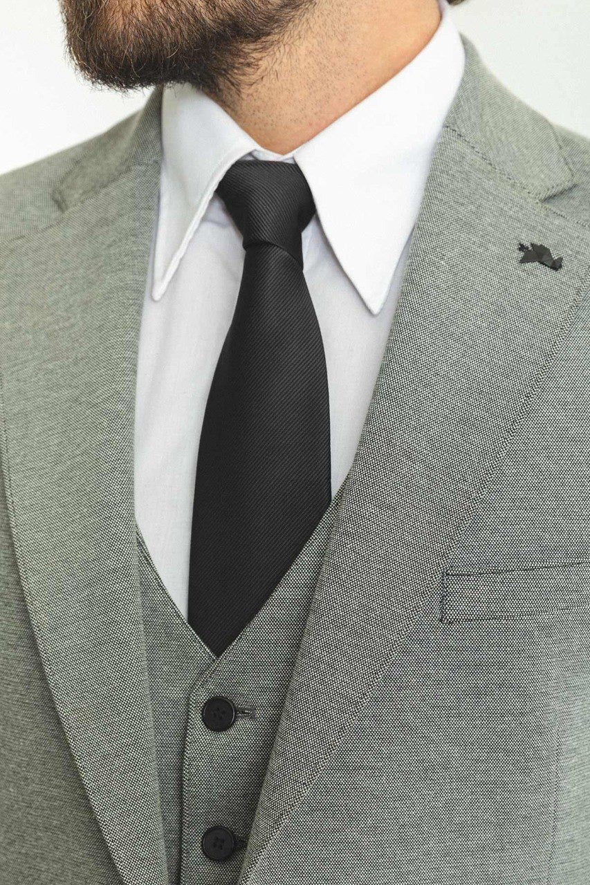 Brabion Rocco Gray Slim Fit Notch Lapel 3 Piece Suit