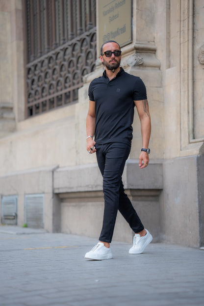 Brabion Alonso Black Slim Fit Polo T-Shirt