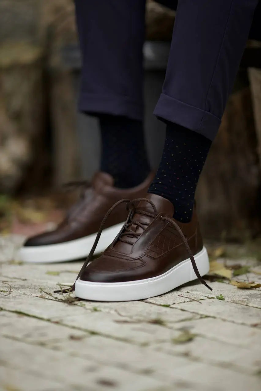 aldo mens dress shoes Brabion Aldo Leather Checked Brown Shoes - Premium Men’s Dress Footwear EU 42 - US 9