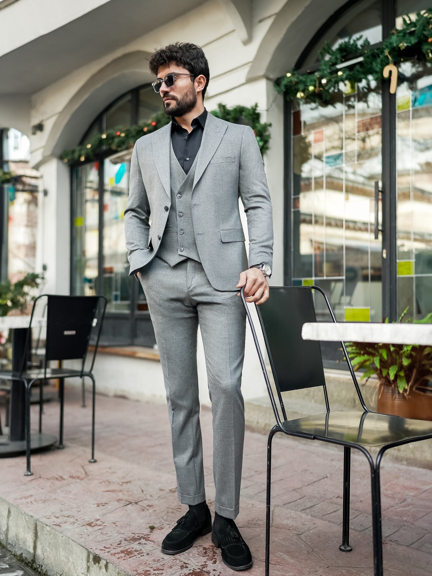 Grey Slim-Fit Suit 3-Piece VIOSSI