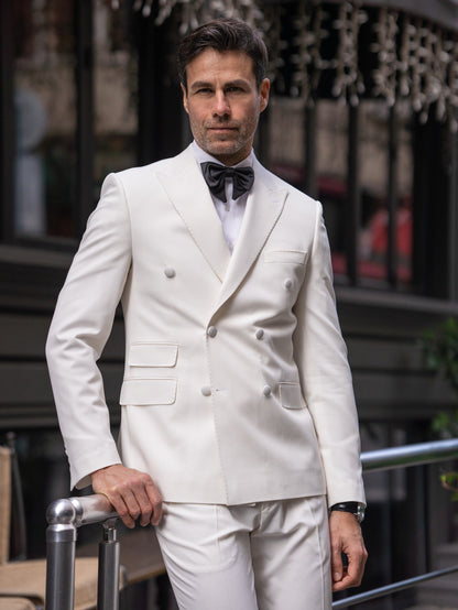 White Double Breasted Suit 2-Piece VIOSSI