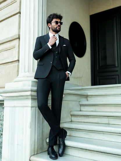 Black Modern-Fit Suit 3-Piece VIOSSI