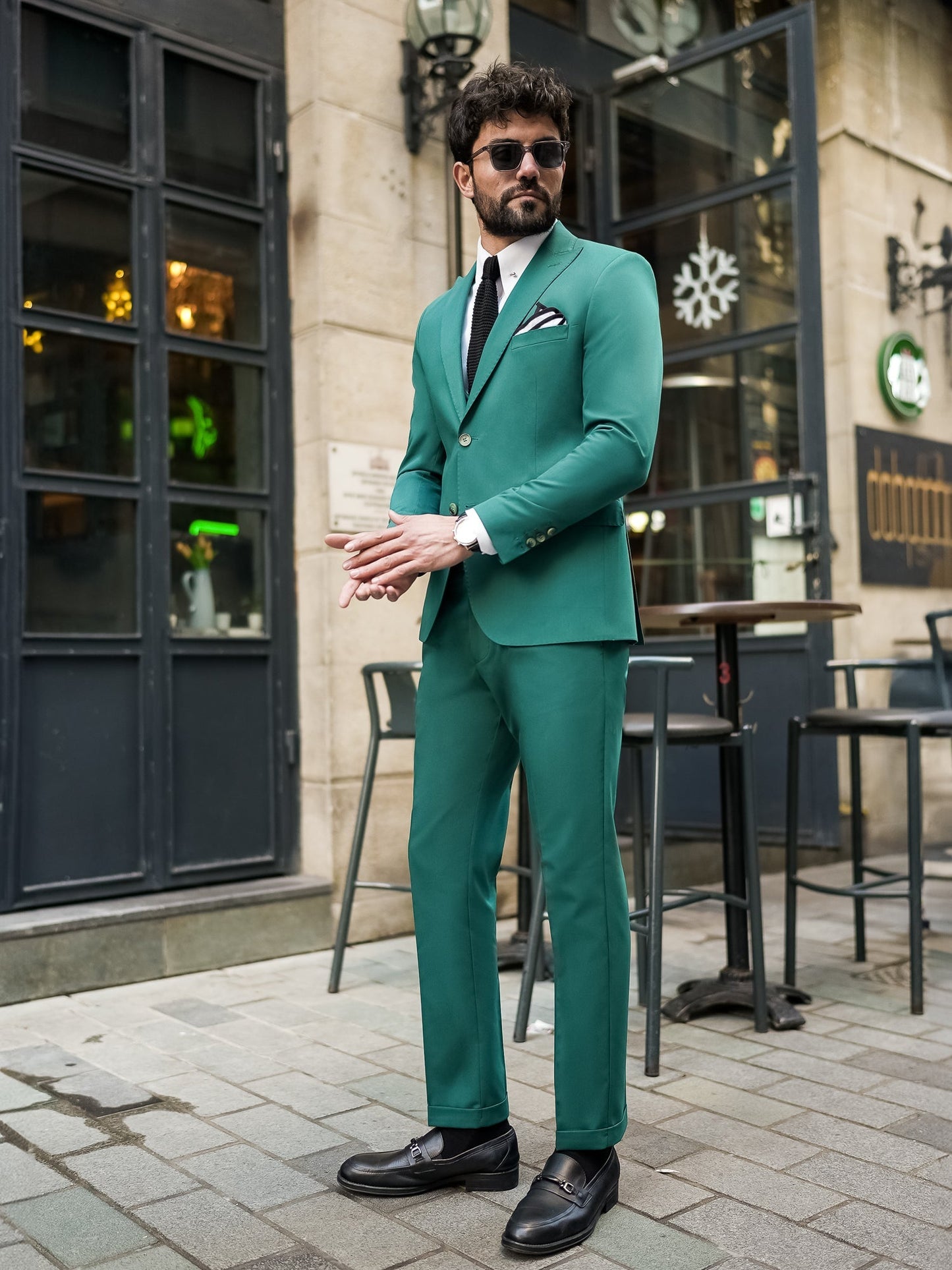 Green Modern-Fit Suit 3-Piece VIOSSI