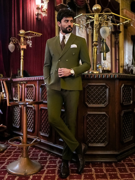 Khaki Double Breasted Suit 2-Piece VIOSSI