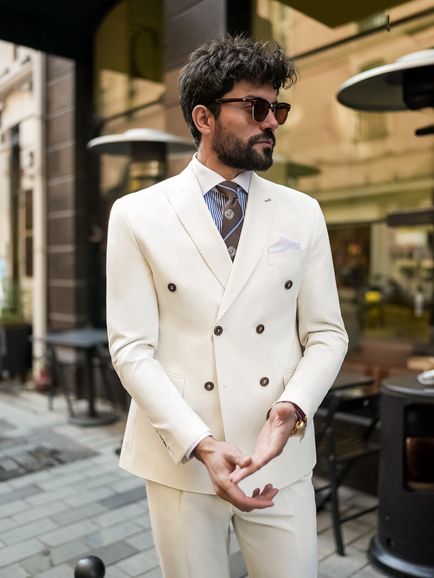 White Double Breasted Suit 2-Piece VIOSSI
