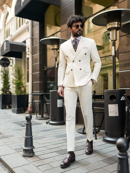White Double Breasted Suit 2-Piece VIOSSI