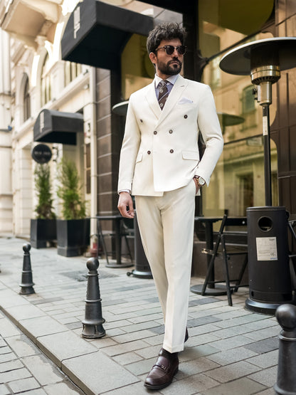 White Double Breasted Suit 2-Piece VIOSSI
