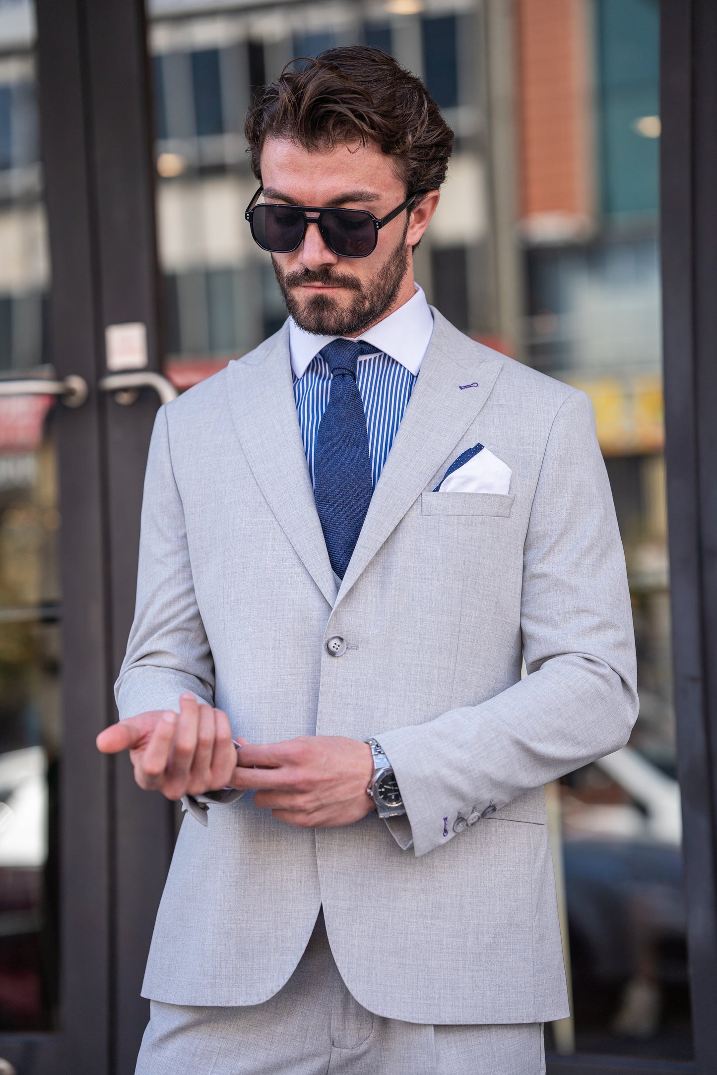 Grey Modern-Fit Suit 3-Piece VIOSSI