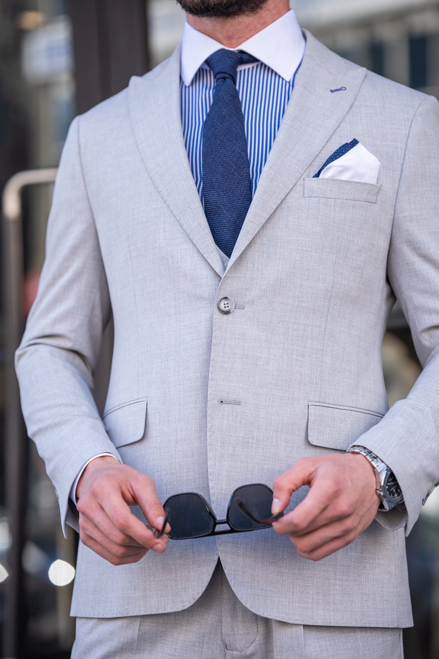 Grey Modern-Fit Suit 3-Piece VIOSSI