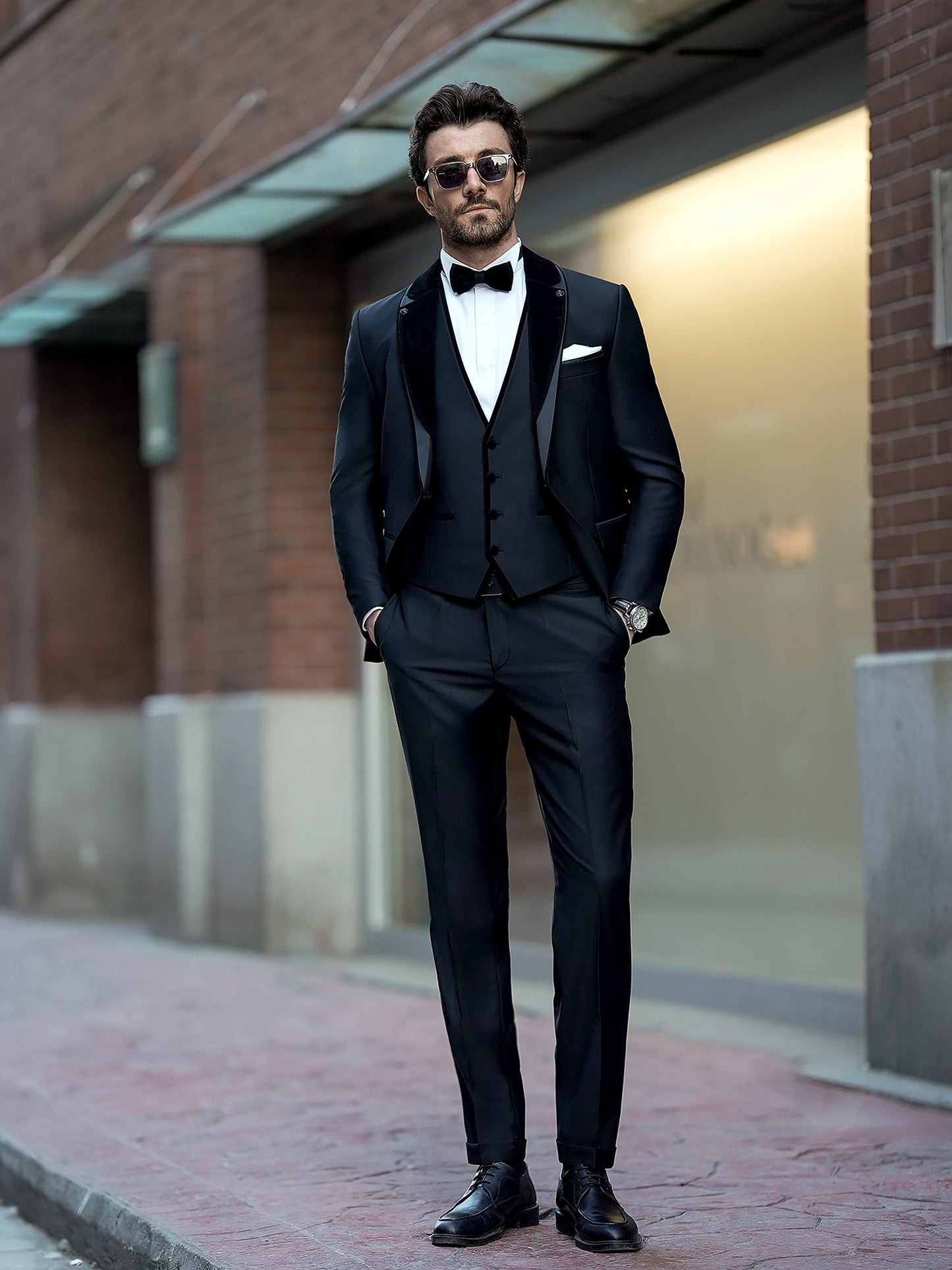 Black Slim-Fit Tuxedo 3-Piece - BRABION