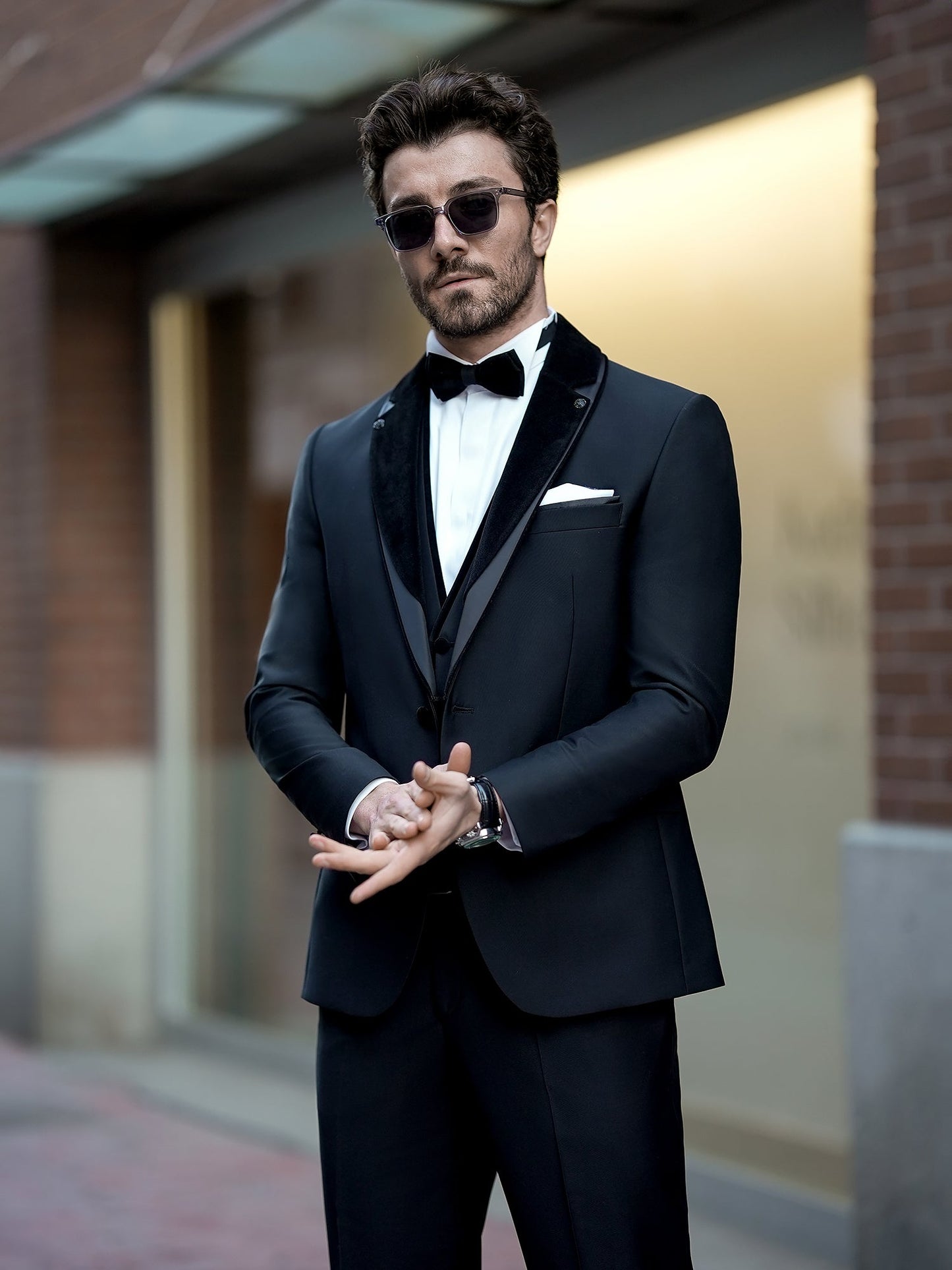Black Slim-Fit Tuxedo 3-Piece - BRABION