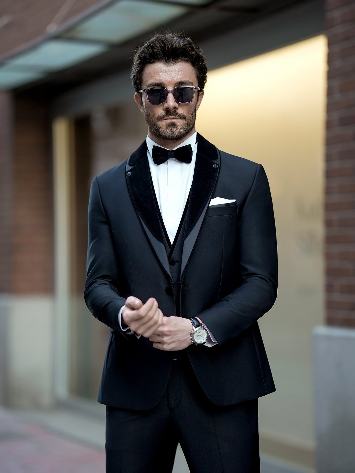 Black Slim-Fit Tuxedo 3-Piece - BRABION