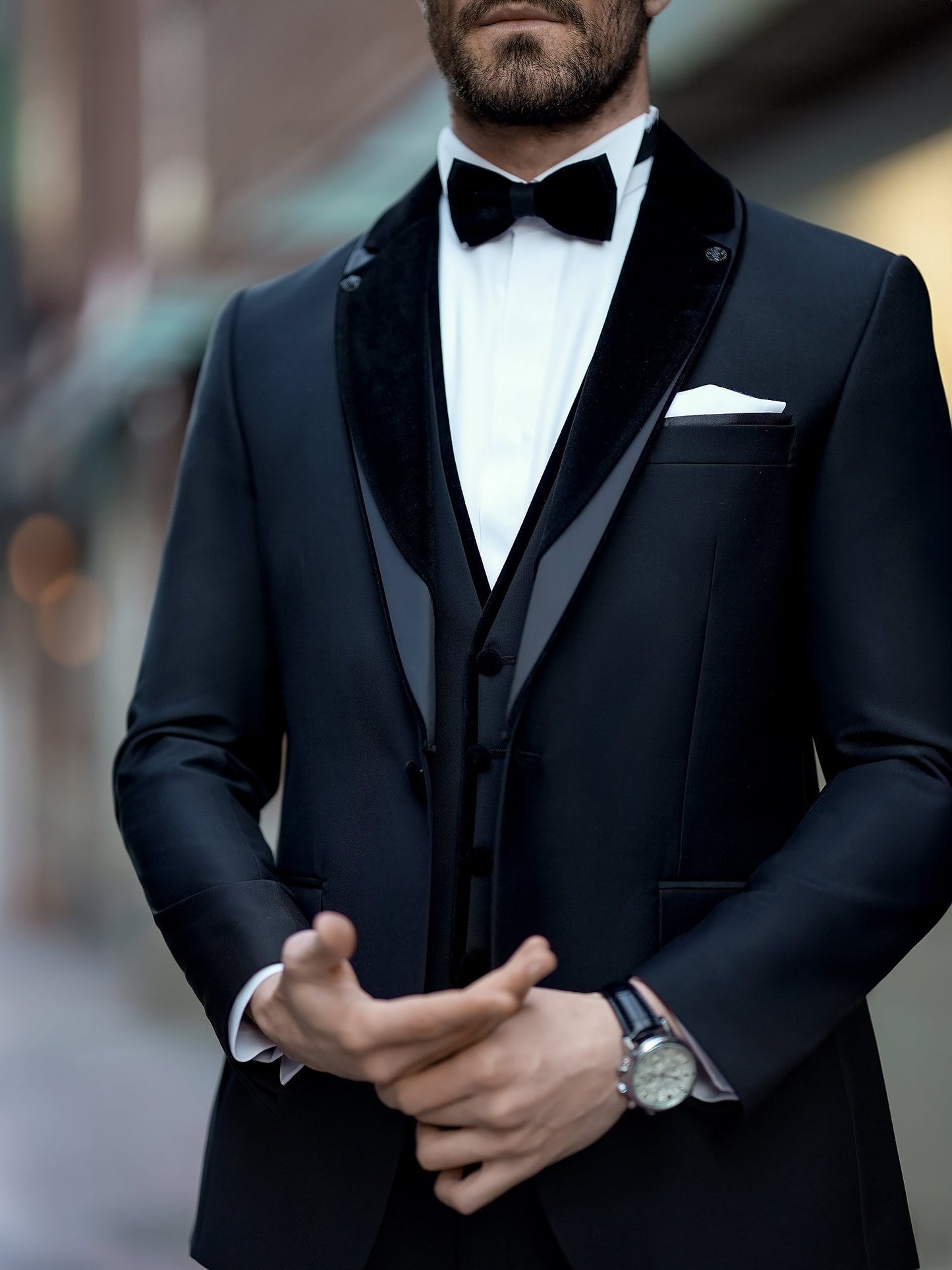 Black Slim-Fit Tuxedo 3-Piece - BRABION
