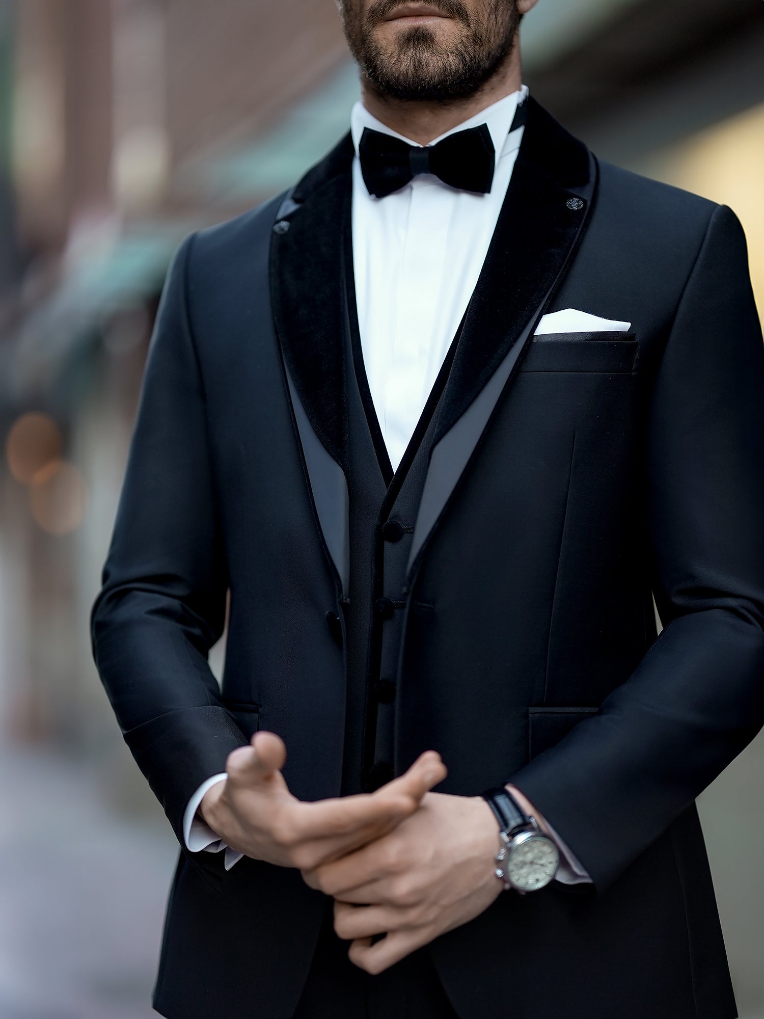 Black Slim-Fit Tuxedo 3-Piece - BRABION