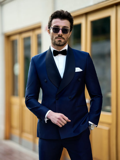 Navy Double Breasted Tuxedo 2-Piece - BRABION