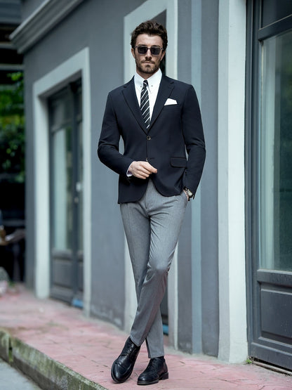 Black Single Breasted Blazer - BRABION