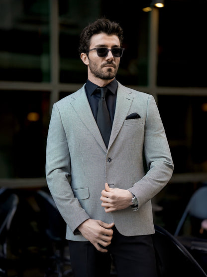 White Houndstooth Single Breasted Blazer - BRABION