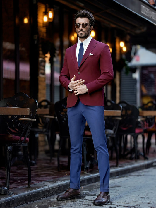 Bordeaux Single Breasted Blazer - BRABION