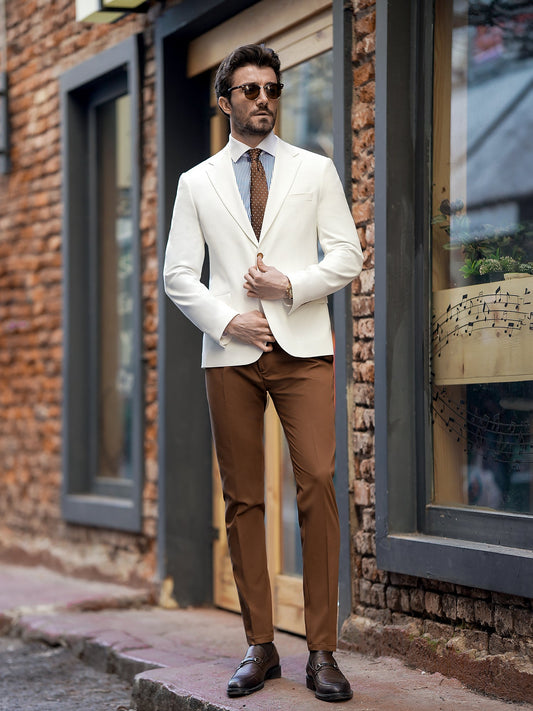 White Single Breasted Blazer - BRABION