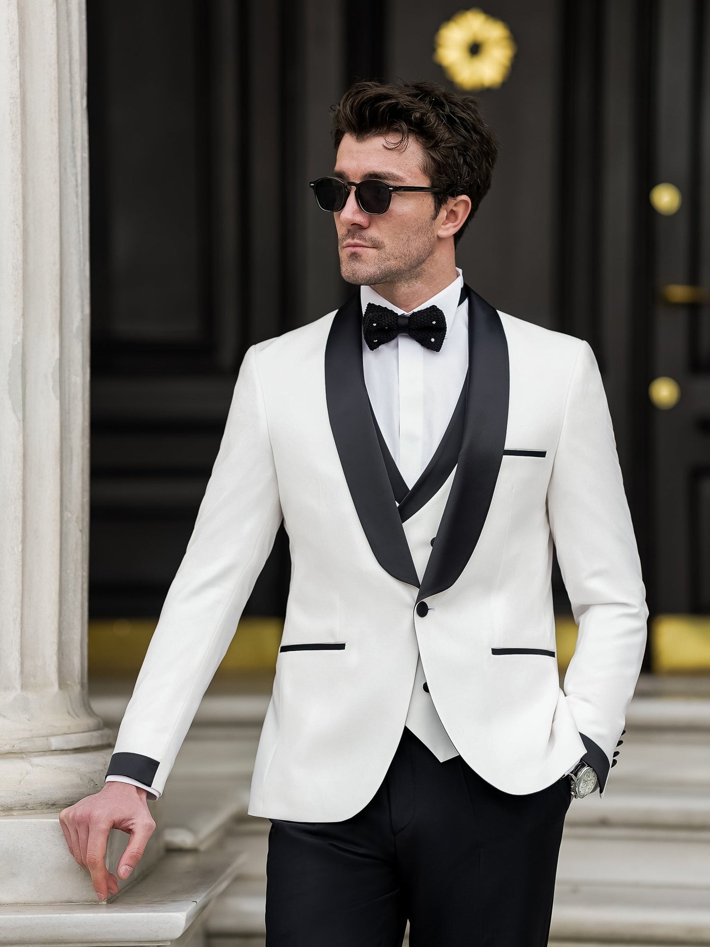 White Slim-Fit Tuxedo 3-Piece - BRABION