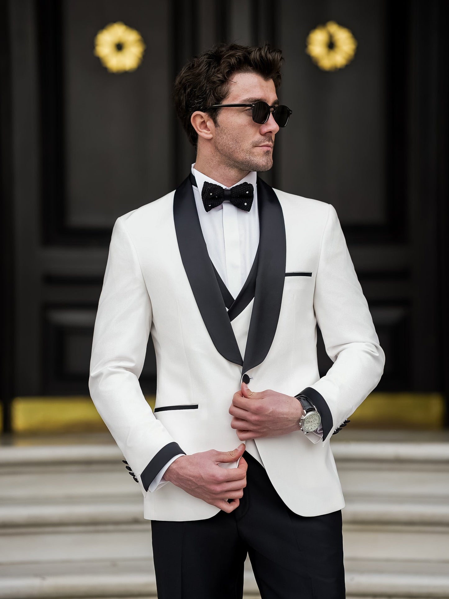 White Slim-Fit Tuxedo 3-Piece - BRABION