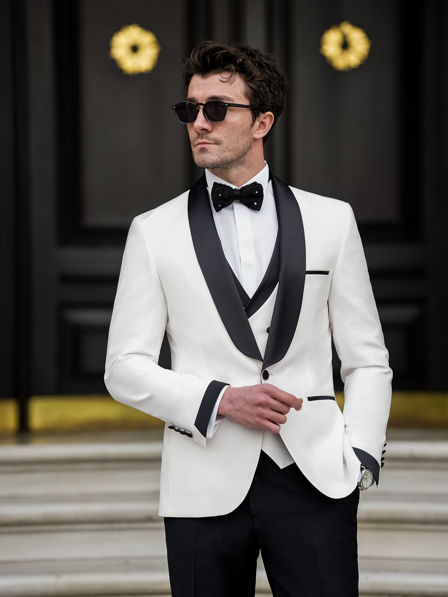 White Slim-Fit Tuxedo 3-Piece - BRABION