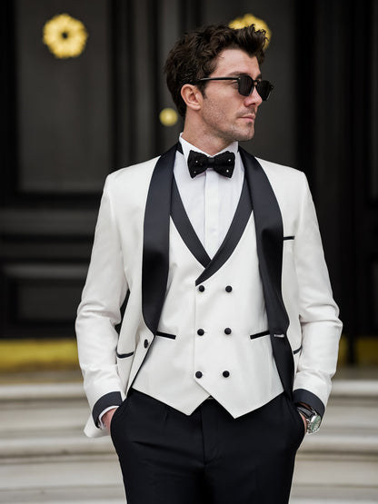 White Slim-Fit Tuxedo 3-Piece - BRABION