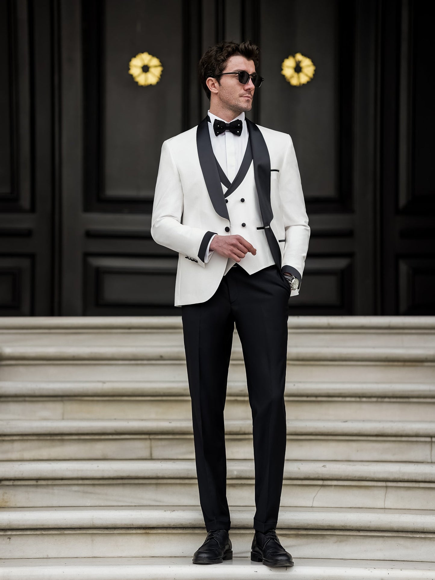 White Slim-Fit Tuxedo 3-Piece - BRABION