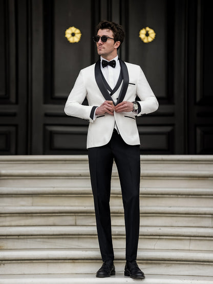 White Slim-Fit Tuxedo 3-Piece - BRABION