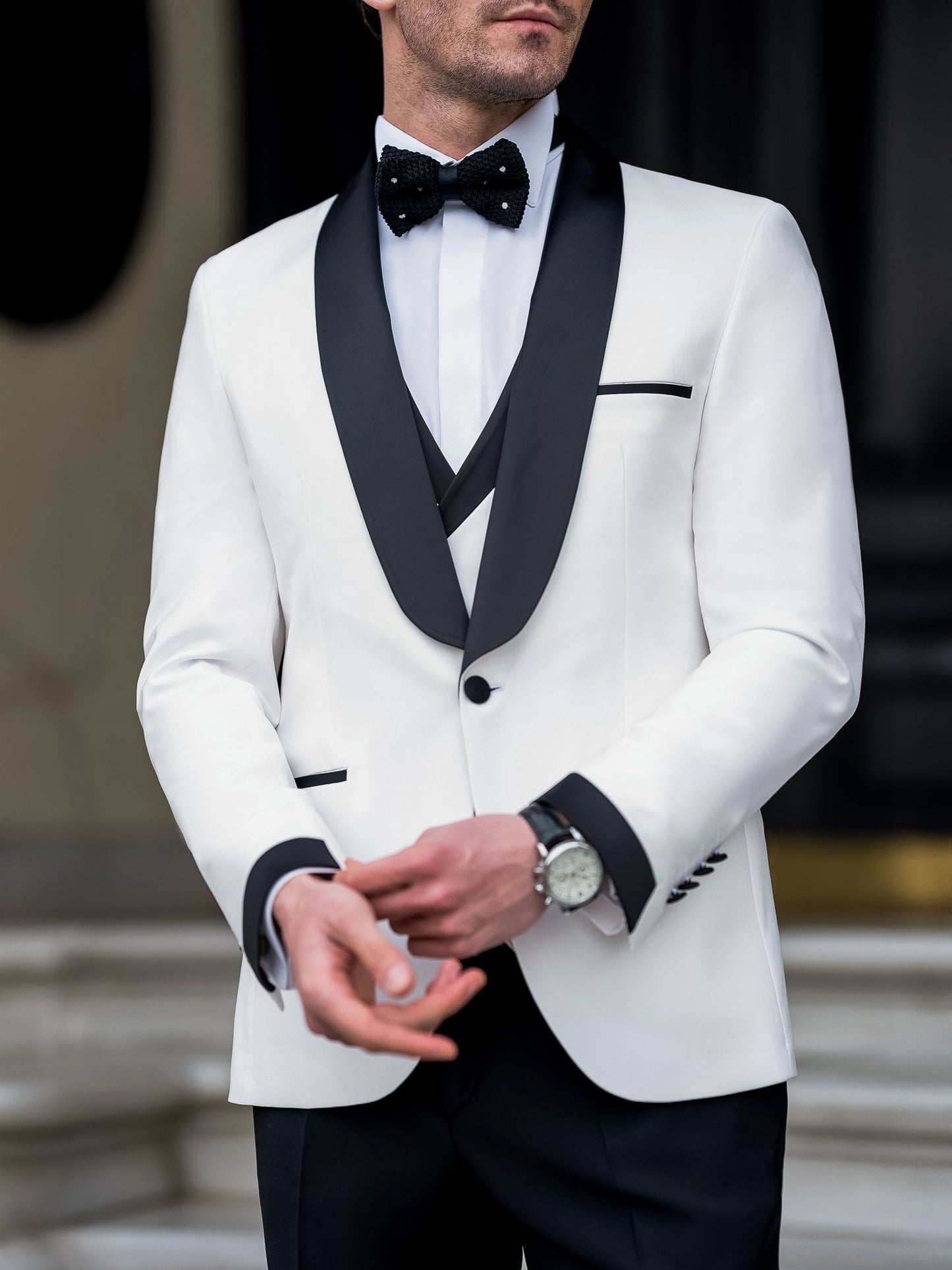 White Slim-Fit Tuxedo 3-Piece - BRABION
