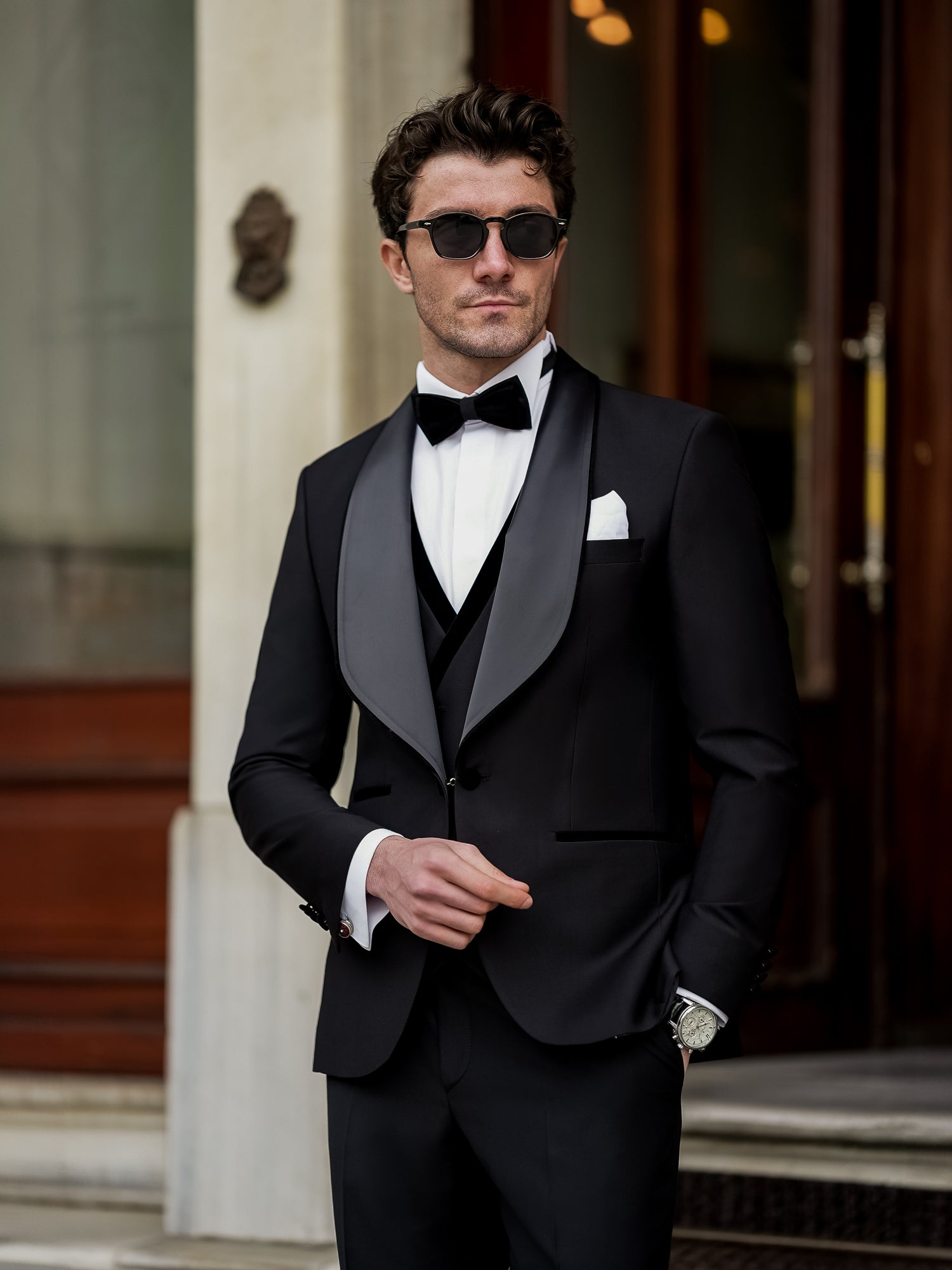 Black Slim-Fit Tuxedo 3-Piece - BRABION