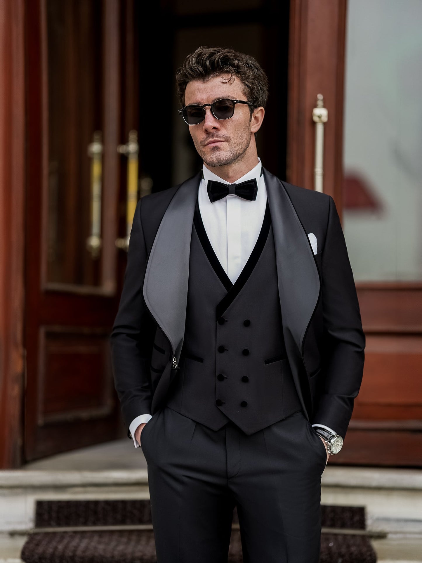 Black Slim-Fit Tuxedo 3-Piece - BRABION