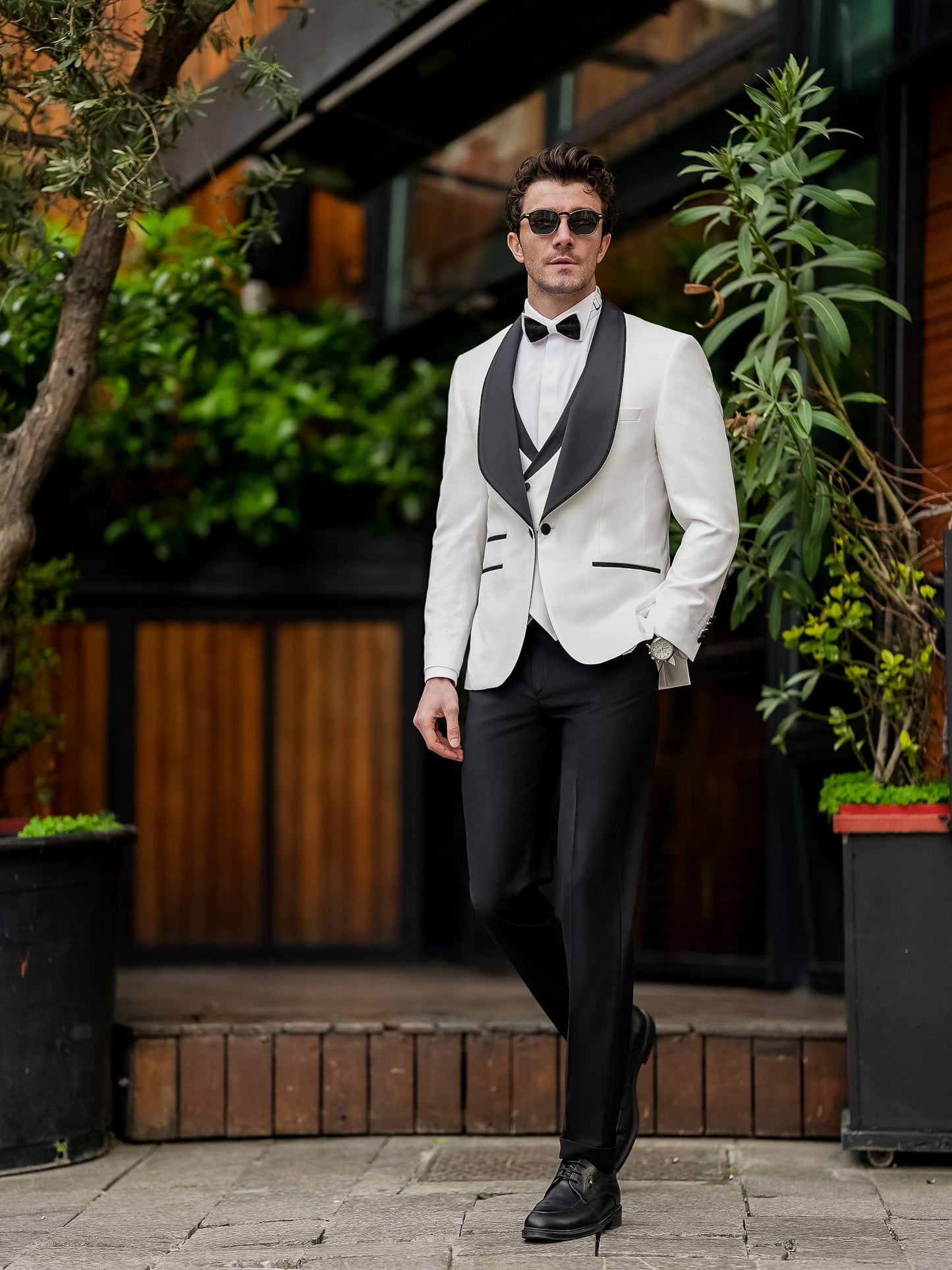 White Slim-Fit Tuxedo 3-Piece - BRABION