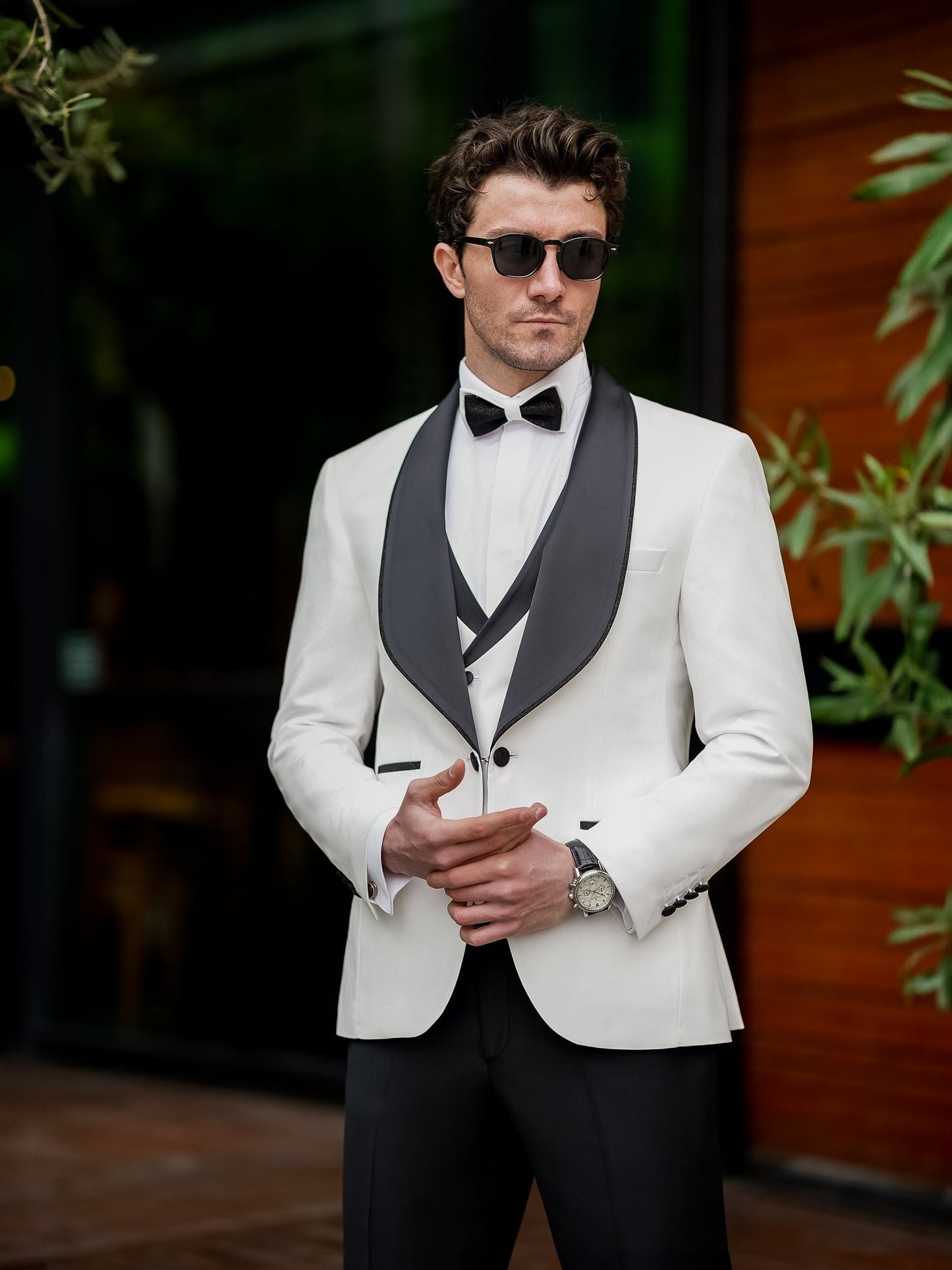 White Slim-Fit Tuxedo 3-Piece - BRABION