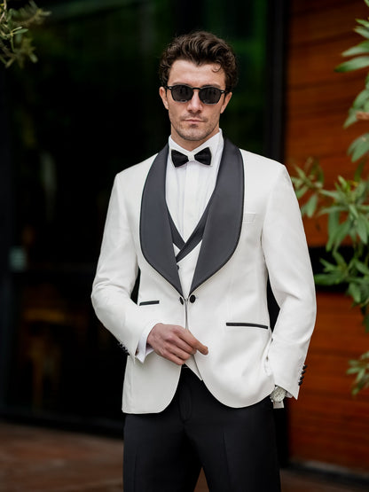 White Slim-Fit Tuxedo 3-Piece - BRABION