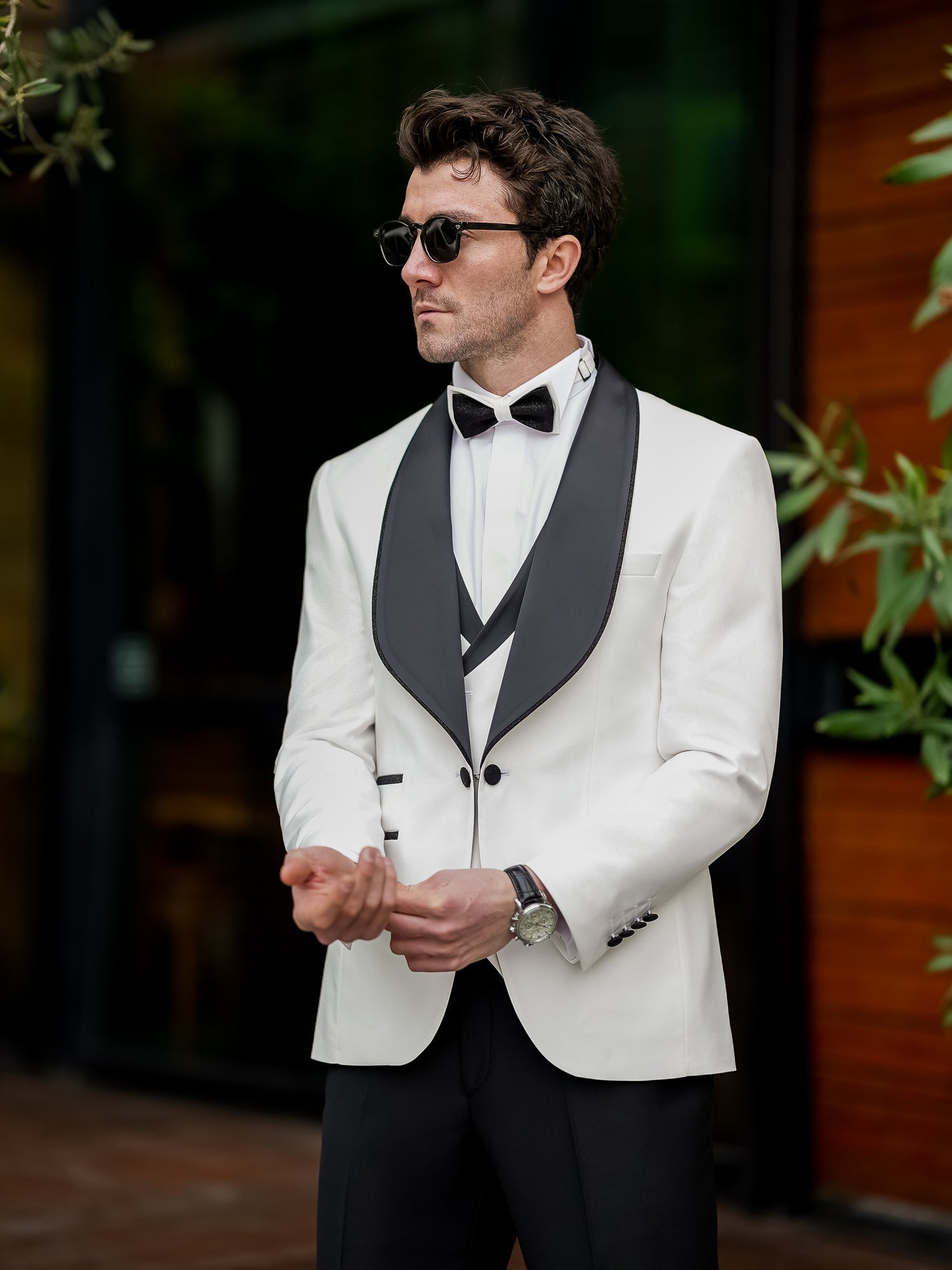 White Slim-Fit Tuxedo 3-Piece - BRABION
